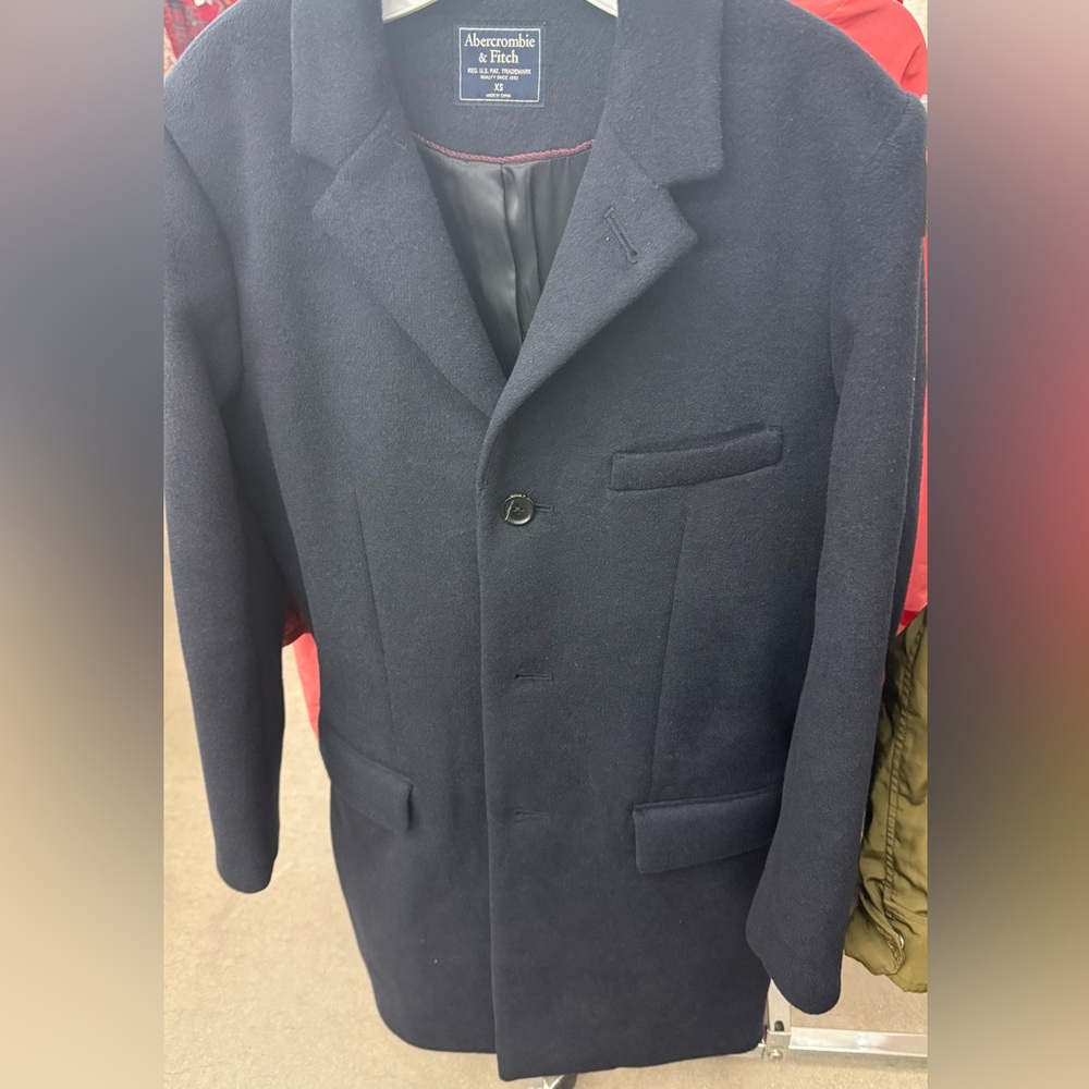 Abercrombie navy wool blend coat xs